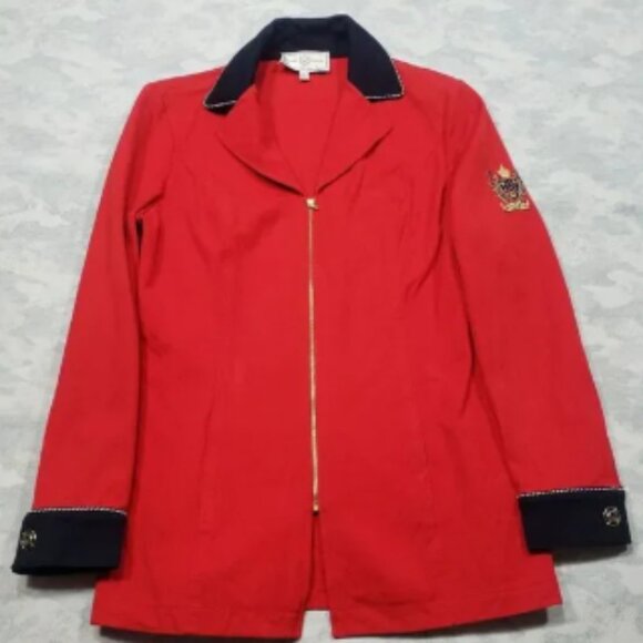 St. John Sport Jacket Womens Small Red‎ Zip Up - Picture 1 of 10